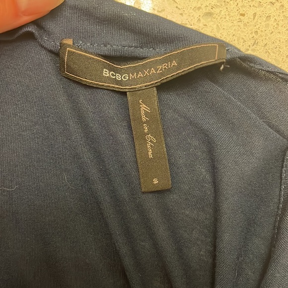 BCBG navy blue dress with black leather trim - Picture 6 of 6